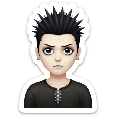 White zombie boy, spiky hair, anarchic blouse, relaxed eyes  sticker