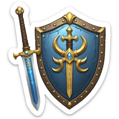 sword and shield, world of war craft style sticker