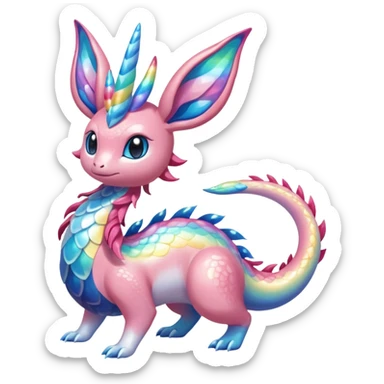 Shiny Sparkly beautiful gorgeous ethereal Rainbow Scaley Exotic Aurorus-Sylveon-Milotic-Dragonair-Fakémon-hybrid-creature (full body) sticker
