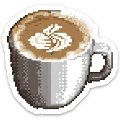 cappuccino in a mug with visible foam sticker