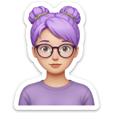 light purple hair girl bun and glassess sticker