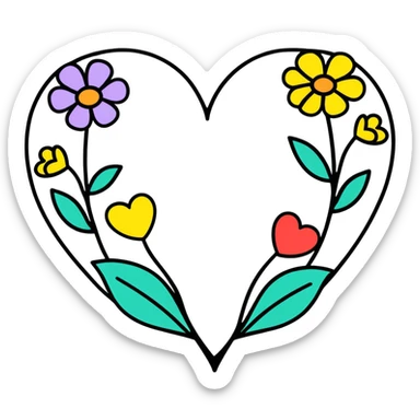 Get well soon. With hearts and flowers  sticker