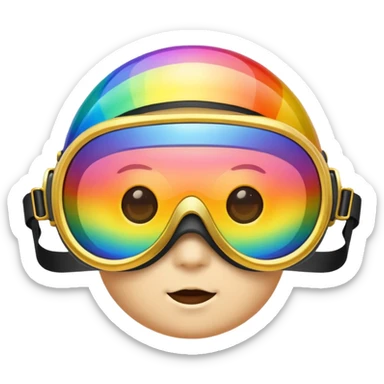 gold simulation rainbow visor goggles sticker