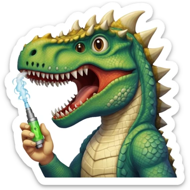 jesus has rabies and is also a dinosaur hitting a vape sticker