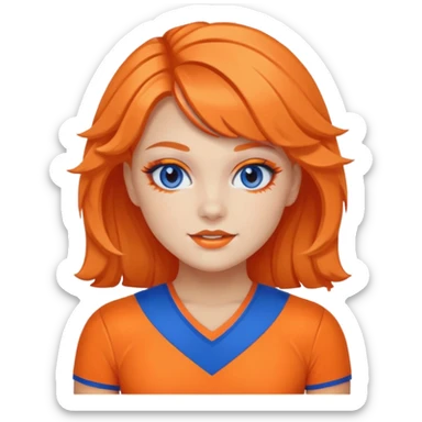 cheerleader  within a circle of shades of orange and blue sticker