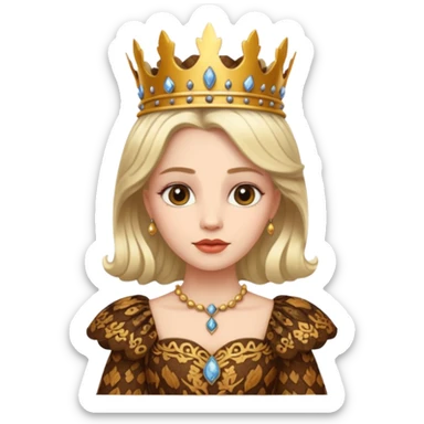 Queen wearing a bark-patterned dress sticker