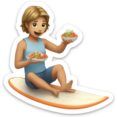 person gender fluid eating poke while surfing sticker