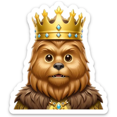 a wookiee wearing a crown sticker
