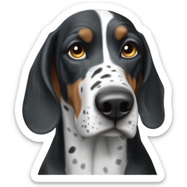 Blue-tick black and white only coonhound pointer mix sticker