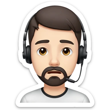 18 year old van dyke beard style and black headsets boy crying sticker