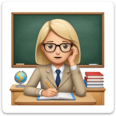 exhausted teacher in a bustling classroom sticker