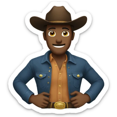 An cowboy emoji removing his hat with his hands sticker