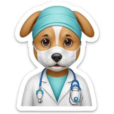 doctor dog Wearing Medical Mask sticker