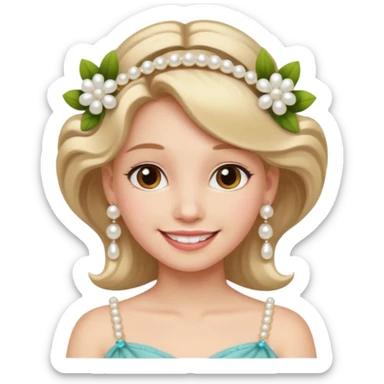 The girl with pearl earrings, whose hair is adorned with flowers sticker