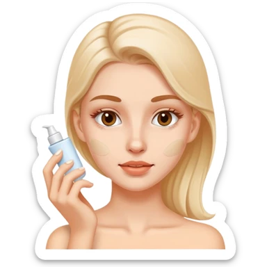 white girl applying cream on face sticker