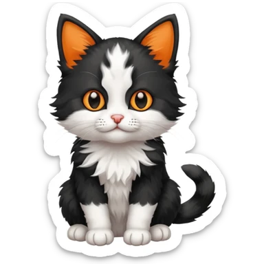 a sitting black and white with orange kitten sticker