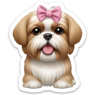 light brown shihtzu with a bow in her head smiling sticker