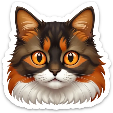 Black and multi colored brownish cat sticker
