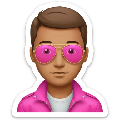 man wearing reflective neon pink aviator sunglasses sticker