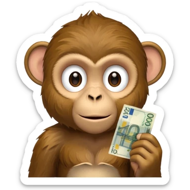 create a monkey holding a 20 euro bill  sticker