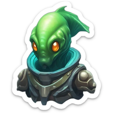 alien sea creature scifi roguelike rpg style inspired by slay the spire digital art sticker