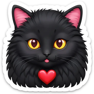 Black cat with hearts  sticker
