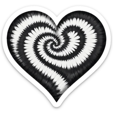 Black and white tie dye heart sticker
