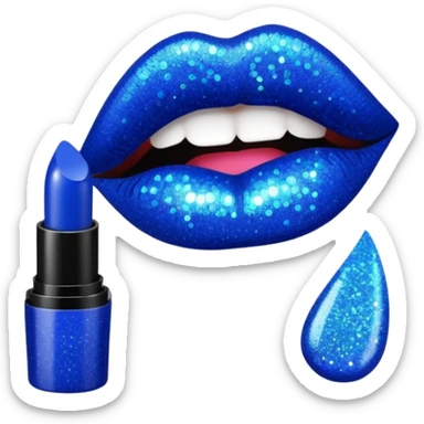 blue lipstick with glitter sticker