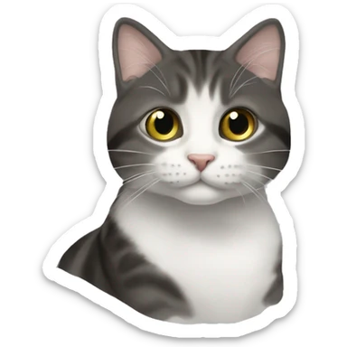 Кошка с белой шерстью с рыжими и черными пятнышками держит в руках морковку sticker