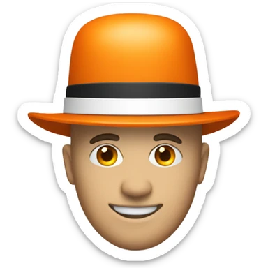 orange bowler hat with white band sticker