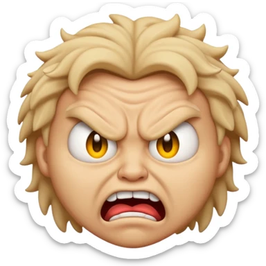 ugly angry face with scrunched features, emoji style sticker