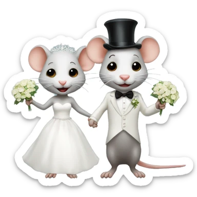 Two rats getting married sticker