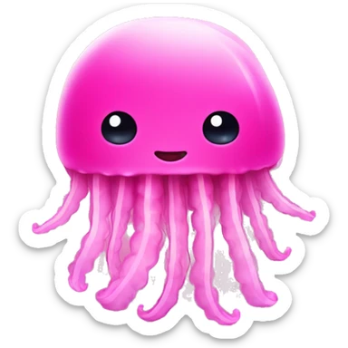 Kawaii Hot pink jellyfish   sticker