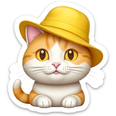 cheese cat wearing a yellow hat sticker