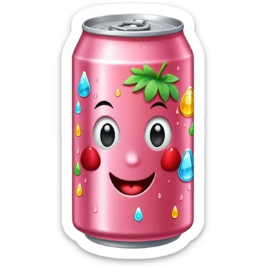 strawberry soda can with cute stickers sticker