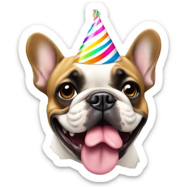 french bulldog wearing a birthday hat sticker