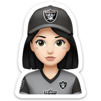 Raiders fan female with black hair sticker