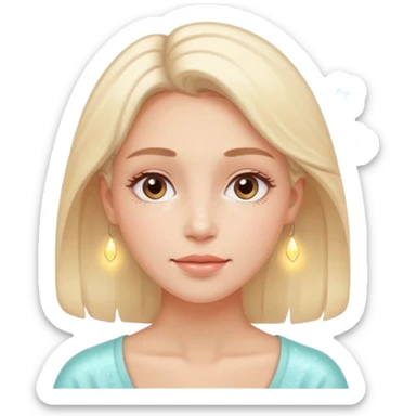 calm woman sleeping or relaxing with glowing skin, gentle sparkles around face, pastel colors, emoji style, symbolizes natural skin regeneration and recovery sticker