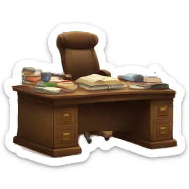 Escritorio con libros de estudio sticker