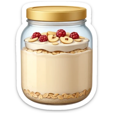 overnight oats in an open jar sticker