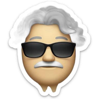 Fat white male with long curly black hair and sunglasses sticker