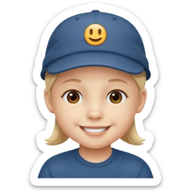 Un niño con gorra riendo sticker