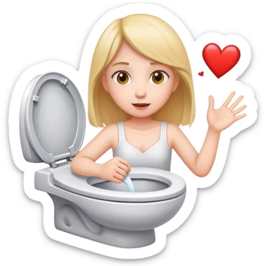 Ragazza che lancia mezzo cuore nella toilette sticker