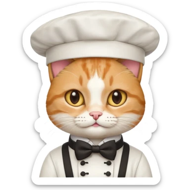 chef cat, bow tie and hat sticker