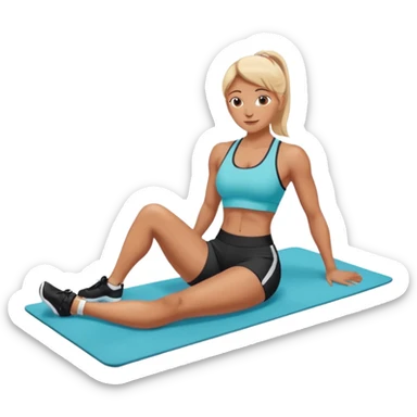 exercise mat with a figure lying and lifting legs sticker
