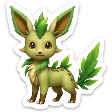 Kawaii cute cool feral Sprigatito-Leafeon-Sceptile-Fakémon-hybrid (full body) sticker