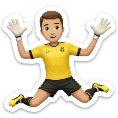 soccer goalkeeper yellow shirt, shorts football boots arms out sticker