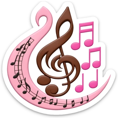 pink and brown polka dot music notes sticker