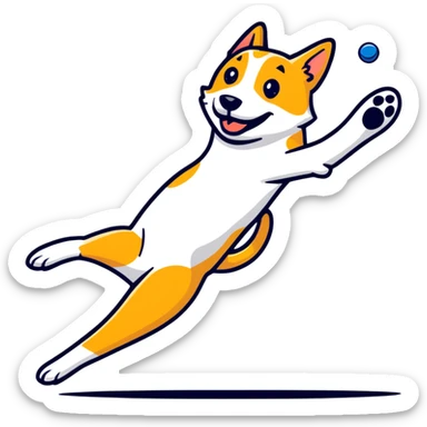 dog jumping to catch ball sticker