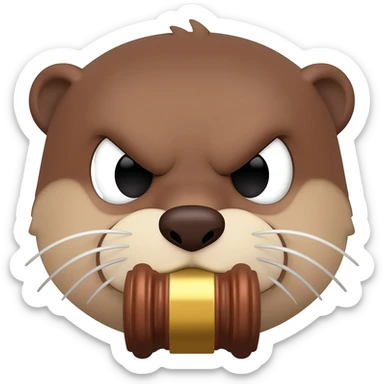 angry otter head with a judge's gavel sticker